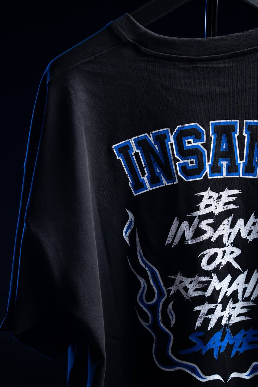 Insanefits Oversize mėlyni marškinėliai Hellfire Edition