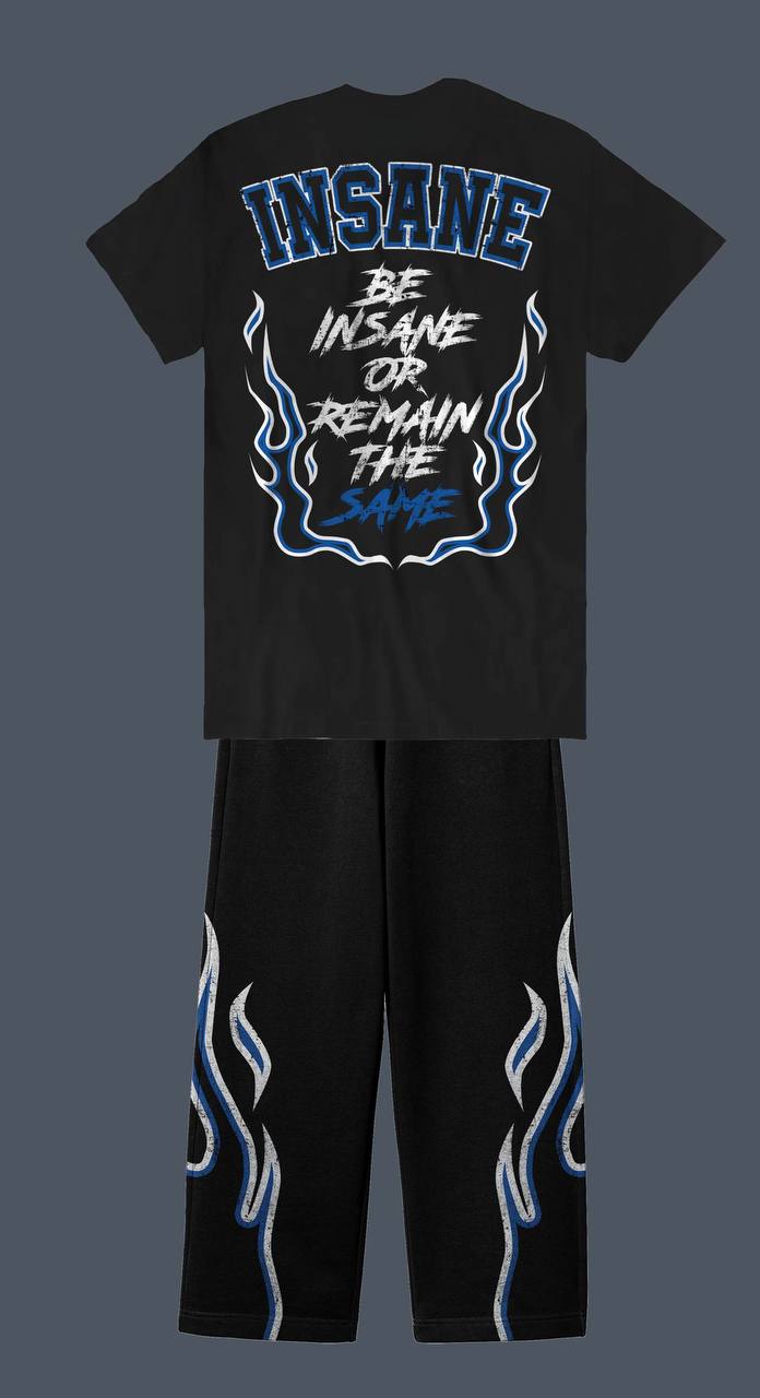 Insanefits Oversize mėlyni marškinėliai Hellfire Edition