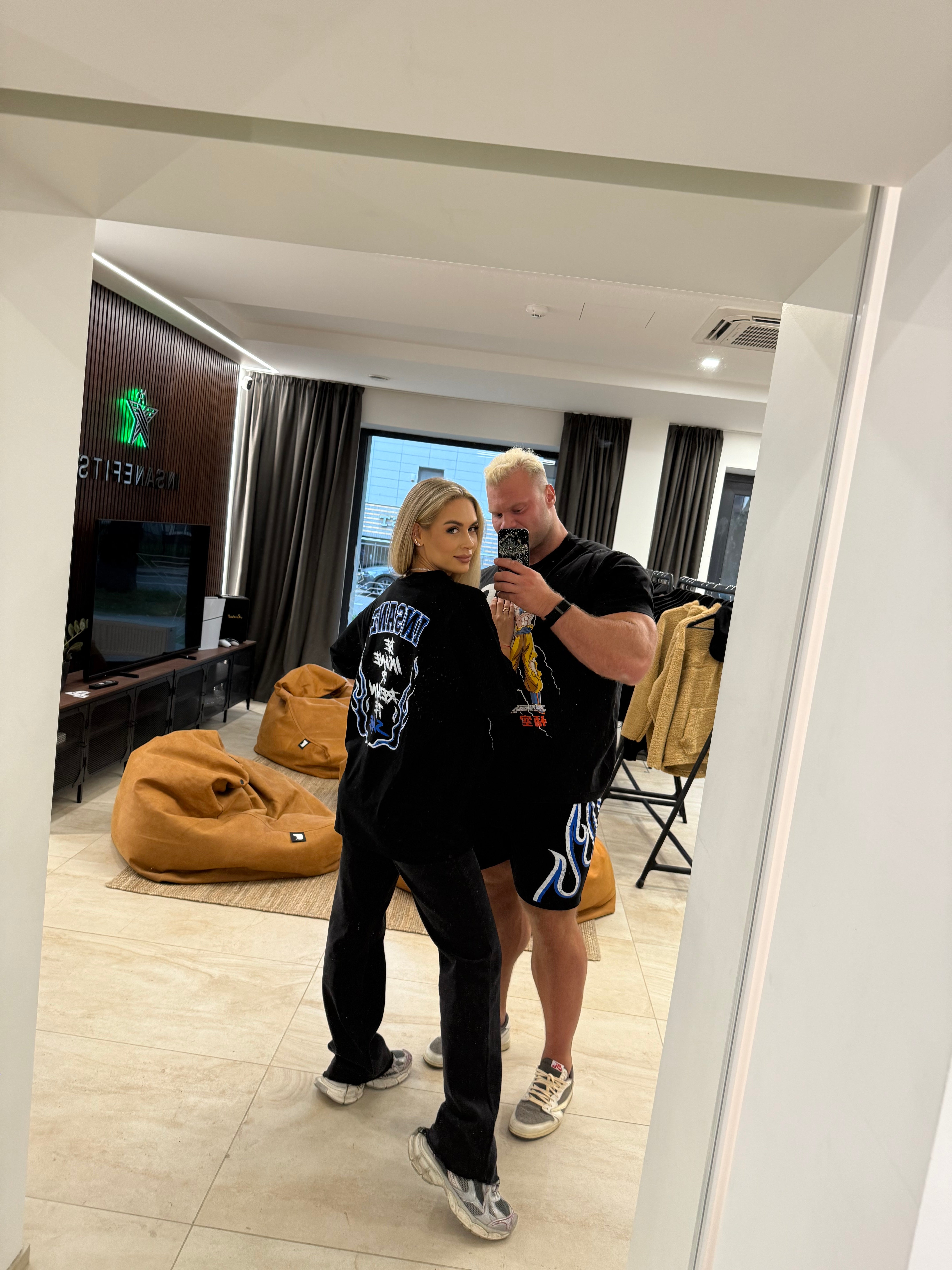 Insanefits Oversize mėlyni marškinėliai Hellfire Edition