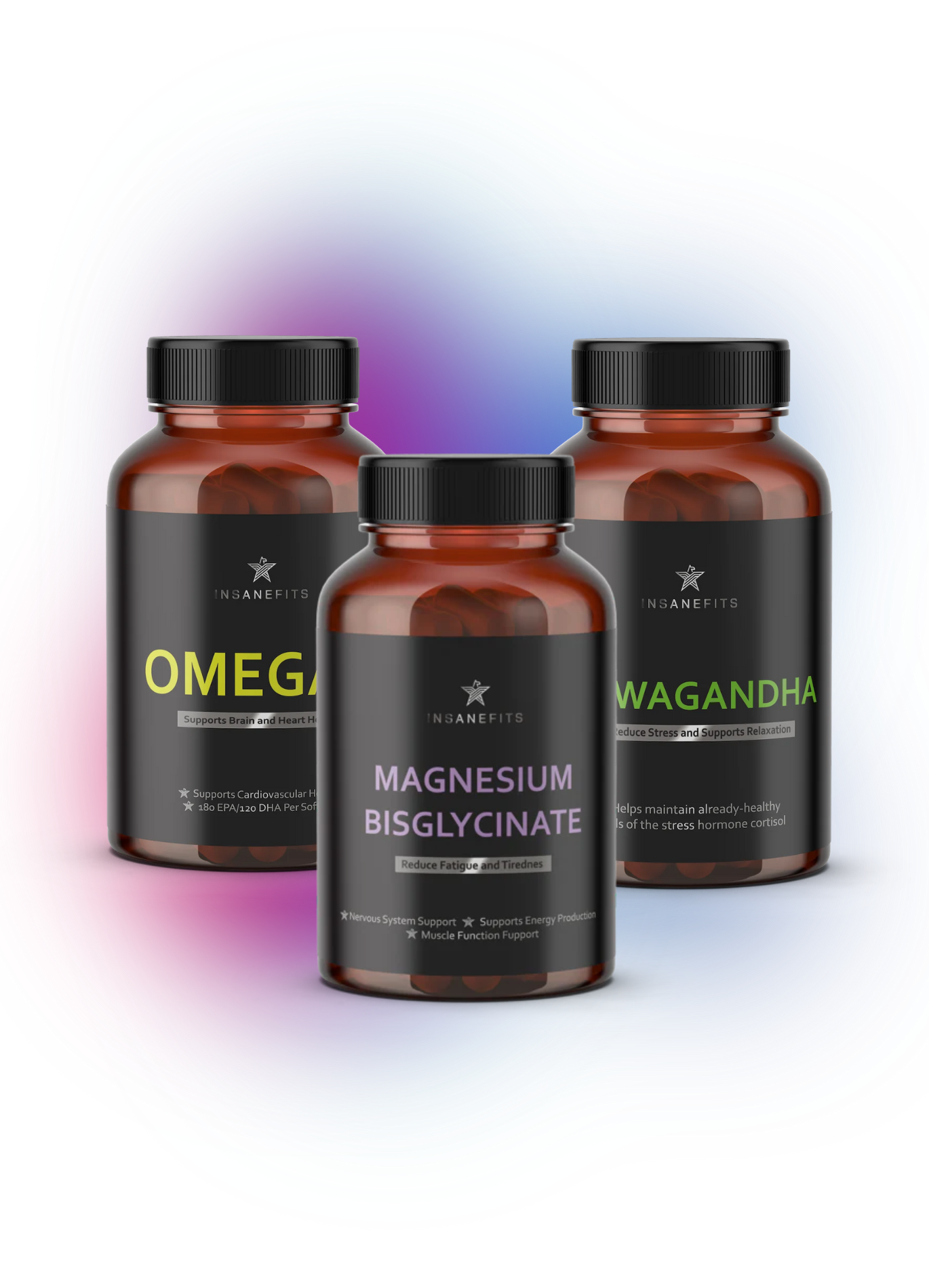 Omega 3 + Magnio bisglicinatas + Ashwagandha (Longevity stack)