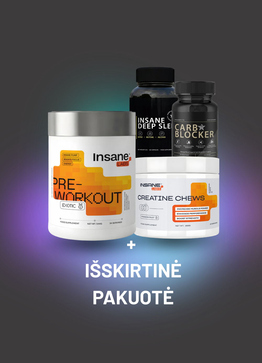Insane Gift (Pre-workout + Creatine Chews + Carb Blocker + Deep Sleep)