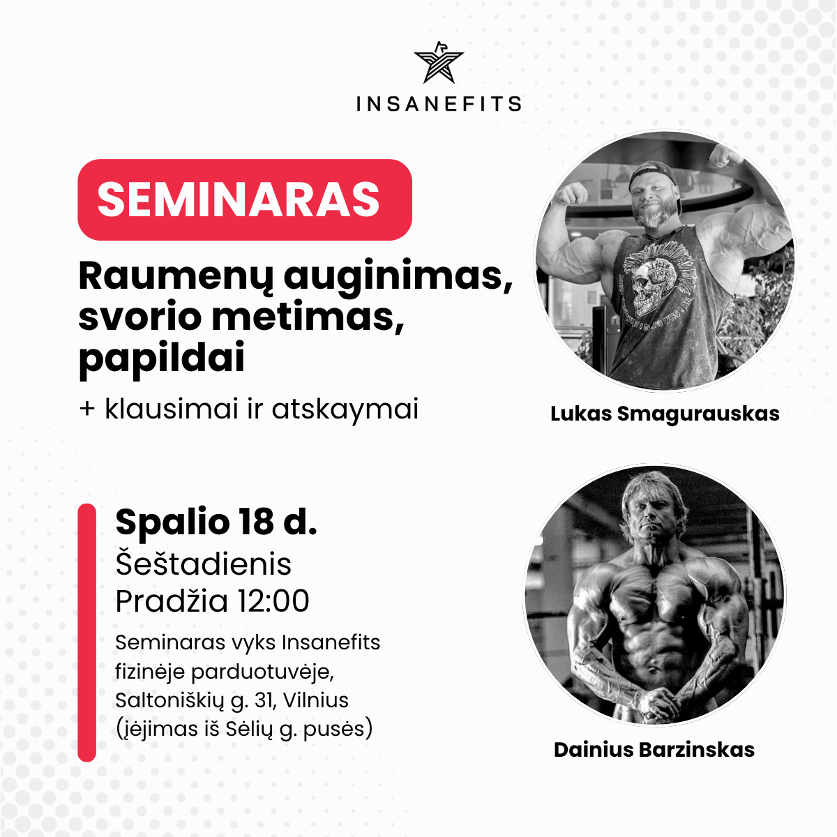 Seminaras: raumenų auginimas,  svorio metimas, papildai